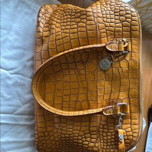 Crocodile Embossed Leather Handbag